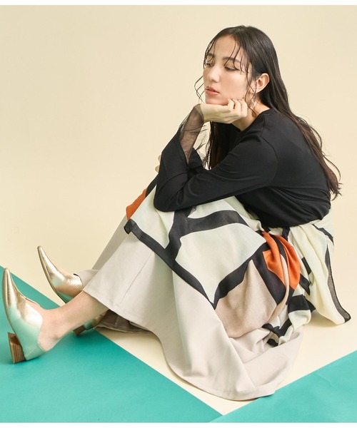 Settimissimo（セッティミッシモ）の「パネル プリント 大判 ストール（ストール/ショール・レディース・ベージュ/オレンジ・FREE）」の16枚目の写真