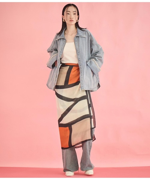 Settimissimo（セッティミッシモ）の「パネル プリント 大判 ストール（ストール/ショール・レディース・ベージュ/オレンジ・FREE）」の20枚目の写真