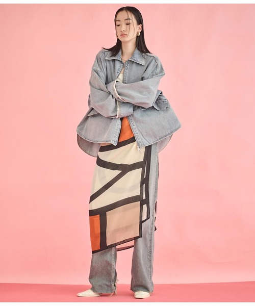 Settimissimo（セッティミッシモ）の「パネル プリント 大判 ストール（ストール/ショール・レディース・ベージュ/オレンジ・FREE）」の21枚目の写真