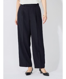 リネンライク【ボーテ・シルエット】ワイドパンツ　ブラウン/ブラック/ネイビー