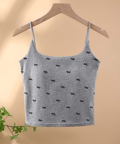 aimoha(アイモハ)の「リボン柄タンクトップ (SS)(キャミソール・レディース・ホワイト/ブラック/レッド/グレー・FREE)」の3枚目の写真