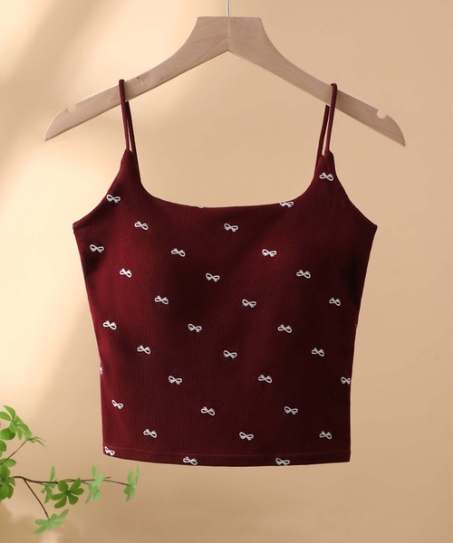 aimoha(アイモハ)の「リボン柄タンクトップ (SS)(キャミソール・レディース・ホワイト/ブラック/レッド/グレー・FREE)」の4枚目の写真