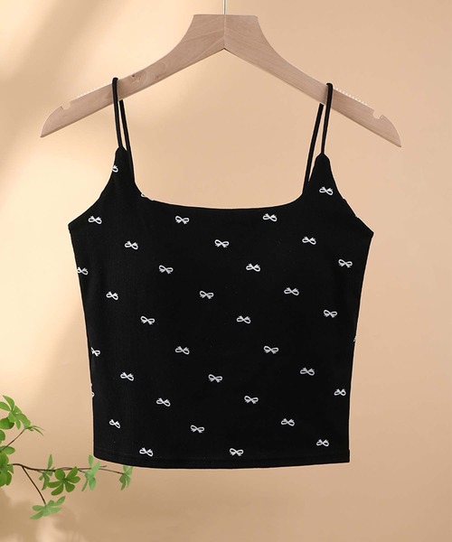 aimoha(アイモハ)の「リボン柄タンクトップ (SS)(キャミソール・レディース・ホワイト/ブラック/レッド/グレー・FREE)」の2枚目の写真