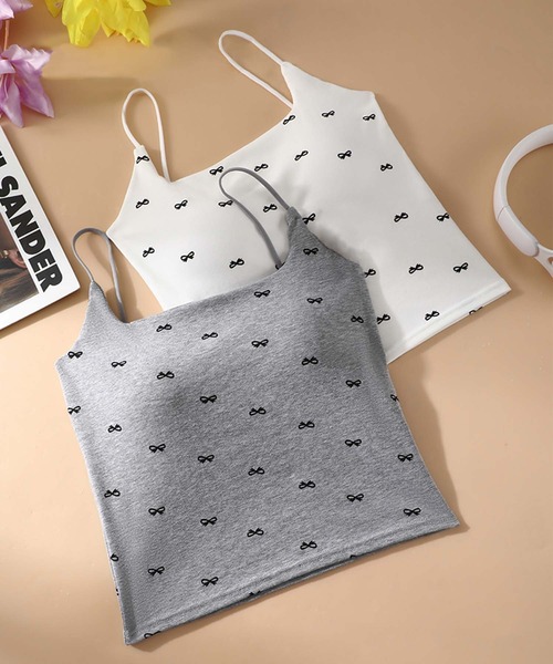 aimoha(アイモハ)の「リボン柄タンクトップ (SS)(キャミソール・レディース・ホワイト/ブラック/レッド/グレー・FREE)」の6枚目の写真