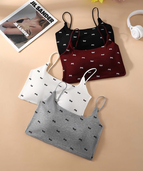 aimoha(アイモハ)の「リボン柄タンクトップ (SS)(キャミソール・レディース・ホワイト/ブラック/レッド/グレー・FREE)」の7枚目の写真