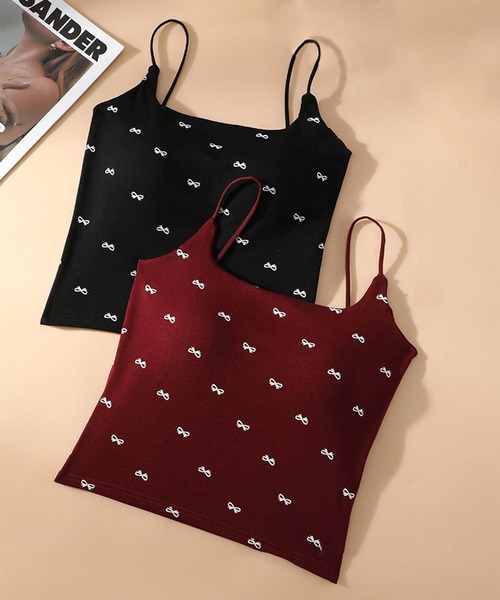 aimoha(アイモハ)の「リボン柄タンクトップ (SS)(キャミソール・レディース・ホワイト/ブラック/レッド/グレー・FREE)」の8枚目の写真