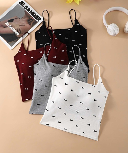 aimoha(アイモハ)の「リボン柄タンクトップ (SS)(キャミソール・レディース・ホワイト/ブラック/レッド/グレー・FREE)」の14枚目の写真