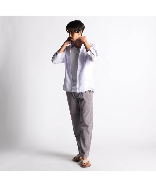 NICOLE CLUB FOR MEN(ニコルクラブフォーメン)の「シアーチェック7分袖スタンドカラーシャツ(シャツ/ブラウス・メンズ・ライトグレー/ネイビー/ブラック/ラベンダー・LARGE/X-LARGE/MEDIUM)」の8枚目の写真