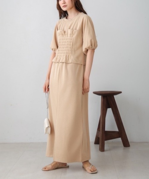 Bab(バブ)の「【S・Mサイズ展開あり】ビスチェライクスウェットワンピース(ワンピース・レディース・チャコールグレー/アイボリー/ベージュ・MEDIUM/SMALL)」の1枚目の写真
