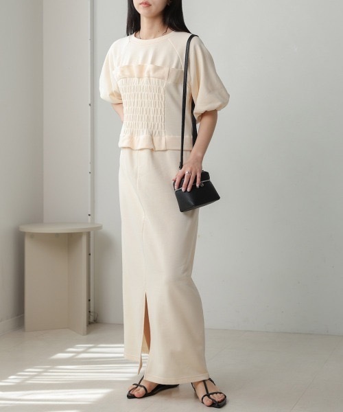 Bab(バブ)の「【S・Mサイズ展開あり】ビスチェライクスウェットワンピース(ワンピース・レディース・チャコールグレー/アイボリー/ベージュ・MEDIUM/SMALL)」の2枚目の写真