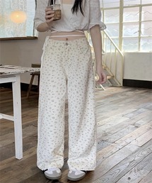 小花柄デニムパンツ