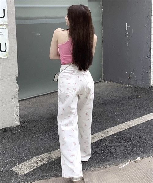 Dream garden(ドリームガーデン)の「小花柄デニムパンツ(デニムパンツ・レディース・ホワイト/ベージュ・S/M/L/2XL/XL)」の11枚目の写真