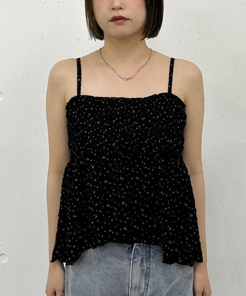 アンサンブル シアーリブニットカーディガン×花柄フレアキャミＳＥＴ シアーリブニットカーディガン×花柄フレアキャミSET