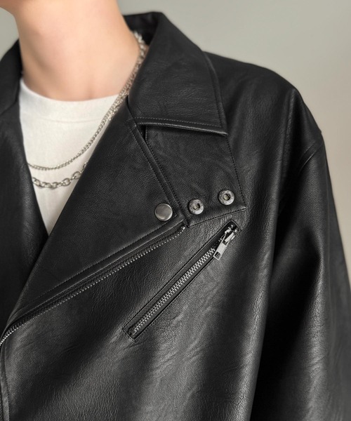 Java（ジャバ）の「《JaVaジャバコラボ》こなれ感、爆上がり。フェイクレザーライダースジャケット（ライダースジャケット・メンズ・ブラック・LARGE/MEDIUM/X-LARGE）」の20枚目の写真