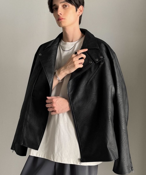Java（ジャバ）の「《JaVaジャバコラボ》こなれ感、爆上がり。フェイクレザーライダースジャケット（ライダースジャケット・メンズ・ブラック・LARGE/MEDIUM/X-LARGE）」の13枚目の写真