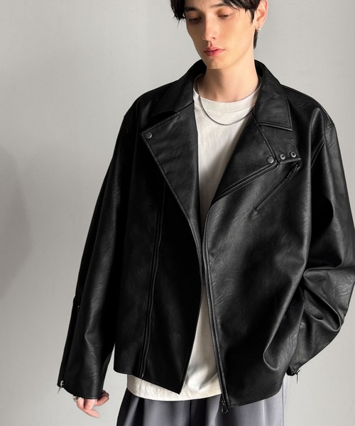 Java（ジャバ）の「《JaVaジャバコラボ》こなれ感、爆上がり。フェイクレザーライダースジャケット（ライダースジャケット・メンズ・ブラック・LARGE/MEDIUM/X-LARGE）」の12枚目の写真