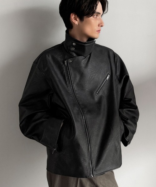 Java（ジャバ）の「《JaVaジャバコラボ》こなれ感、爆上がり。フェイクレザーライダースジャケット（ライダースジャケット・メンズ・ブラック・LARGE/MEDIUM/X-LARGE）」の10枚目の写真