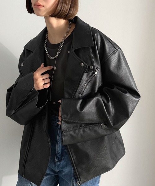 Java（ジャバ）の「《JaVaジャバコラボ》こなれ感、爆上がり。フェイクレザーライダースジャケット（ライダースジャケット・メンズ・ブラック・LARGE/MEDIUM/X-LARGE）」の14枚目の写真