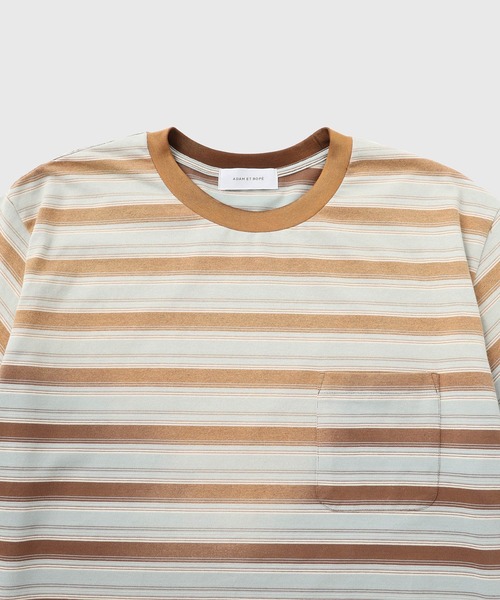 ADAM ET ROPE'（アダムエロペ）の「フェード加工 ハーフスリーブ ボーダー Tシャツ（Tシャツ/カットソー・メンズ・サックスブルー/ブラック系その他3・M/L）」の3枚目の写真