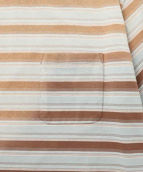 ADAM ET ROPE'（アダムエロペ）の「フェード加工 ハーフスリーブ ボーダー Tシャツ（Tシャツ/カットソー・メンズ・サックスブルー/ブラック系その他3・M/L）」の4枚目の写真