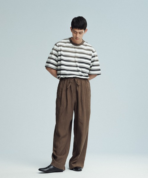 ADAM ET ROPE'（アダムエロペ）の「フェード加工 ハーフスリーブ ボーダー Tシャツ（Tシャツ/カットソー・メンズ・サックスブルー/ブラック系その他3・M/L）」の12枚目の写真