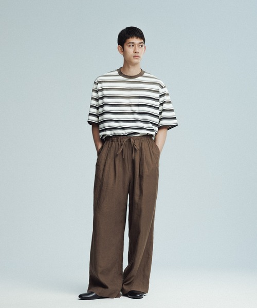 ADAM ET ROPE'（アダムエロペ）の「フェード加工 ハーフスリーブ ボーダー Tシャツ（Tシャツ/カットソー・メンズ・サックスブルー/ブラック系その他3・M/L）」の11枚目の写真