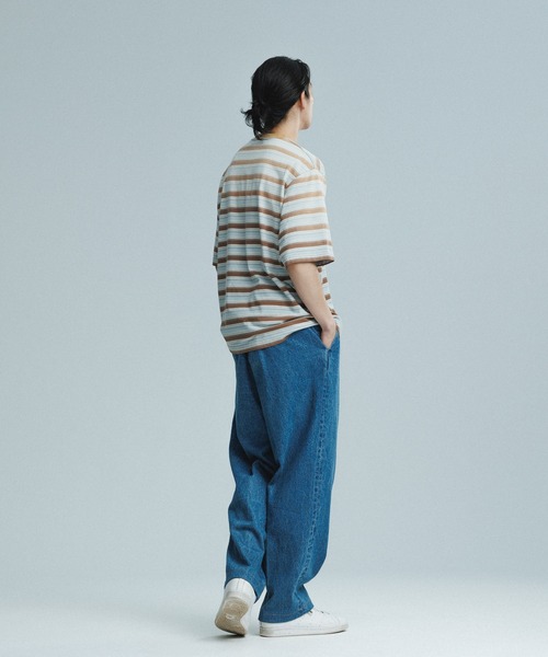 ADAM ET ROPE'（アダムエロペ）の「フェード加工 ハーフスリーブ ボーダー Tシャツ（Tシャツ/カットソー・メンズ・サックスブルー/ブラック系その他3・M/L）」の17枚目の写真