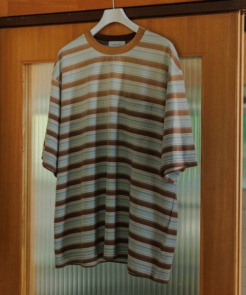 ADAM ET ROPE'（アダムエロペ）の「フェード加工 ハーフスリーブ ボーダー Tシャツ（Tシャツ/カットソー・メンズ・サックスブルー/ブラック系その他3・M/L）」の15枚目の写真