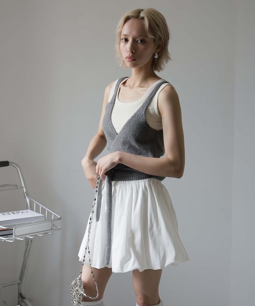 Ulysses（ユリシス）の「【インナーパンツ付き】バレエコアバルーンミニスカート/スカパン（スカート・レディース・ホワイト/ブラック・F）」の7枚目の写真