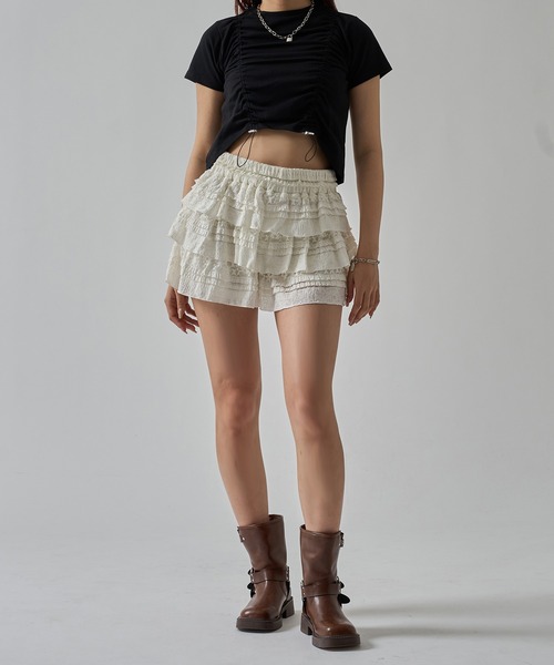 apres jour mignon(アプレジュールミニョン)の「クロップドドロストTシャツ【ZOZOTOWN限定アイテム】(Tシャツ/カットソー・レディース・レッド/ブラック/チャコールグレー/オフホワイト・X-LARGE/フリー)」の16枚目の写真