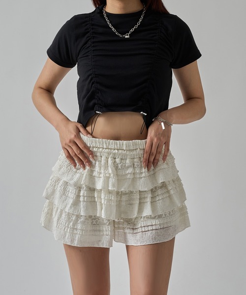 apres jour mignon(アプレジュールミニョン)の「クロップドドロストTシャツ【ZOZOTOWN限定アイテム】(Tシャツ/カットソー・レディース・レッド/ブラック/チャコールグレー/オフホワイト・X-LARGE/フリー)」の19枚目の写真
