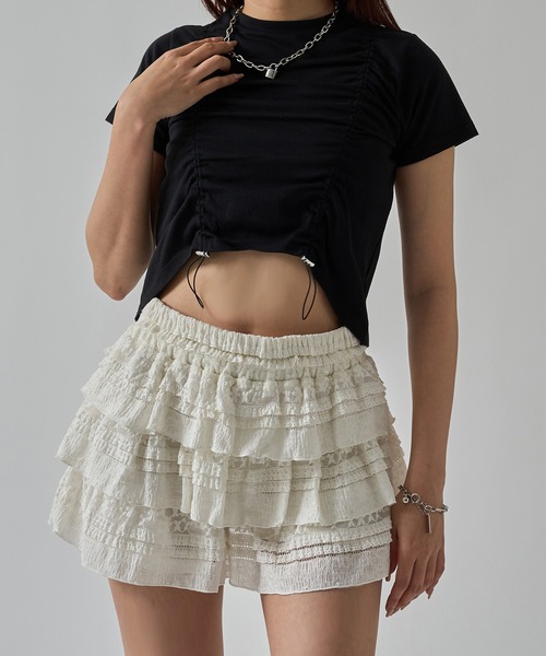 apres jour mignon(アプレジュールミニョン)の「クロップドドロストTシャツ【ZOZOTOWN限定アイテム】(Tシャツ/カットソー・レディース・レッド/ブラック/チャコールグレー/オフホワイト・X-LARGE/フリー)」の18枚目の写真