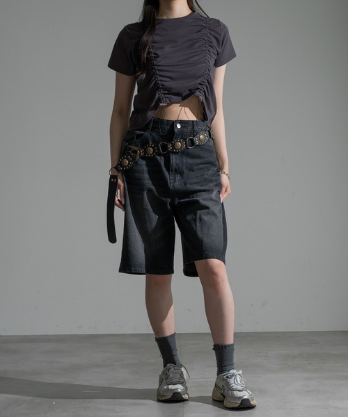 apres jour mignon(アプレジュールミニョン)の「クロップドドロストTシャツ【ZOZOTOWN限定アイテム】(Tシャツ/カットソー・レディース・レッド/ブラック/チャコールグレー/オフホワイト・X-LARGE/フリー)」の12枚目の写真