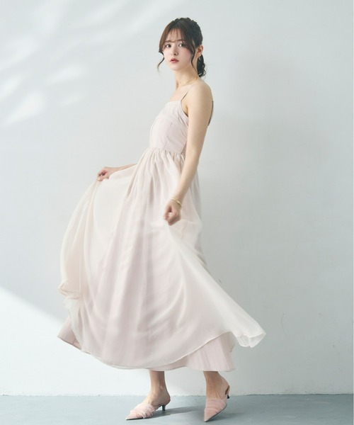 eski.エスキ　リメイクリネンドレス　ホワイト　ヴィンテージ　ワンピース セール】シフォンサーキュラーワンピース（ドレス）｜Olu