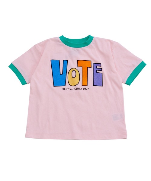 Ocean&Ground(オーシャン&グラウンド)の「VOTEリンガーTシャツ(Tシャツ/カットソー・キッズ・ピンク/ホワイト/イエロー・80/90/100/110/120/130/140)」の15枚目の写真