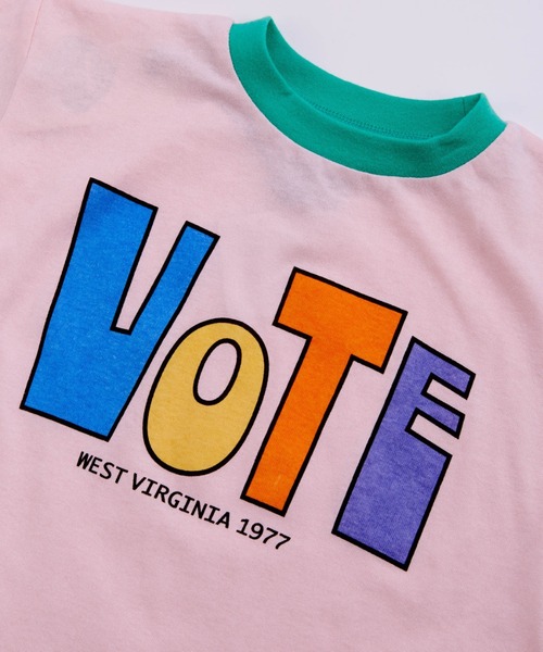 Ocean&Ground(オーシャン&グラウンド)の「VOTEリンガーTシャツ(Tシャツ/カットソー・キッズ・ピンク/ホワイト/イエロー・80/90/100/110/120/130/140)」の10枚目の写真