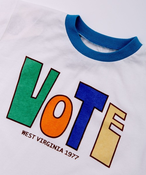 Ocean&Ground(オーシャン&グラウンド)の「VOTEリンガーTシャツ(Tシャツ/カットソー・キッズ・ピンク/ホワイト/イエロー・80/90/100/110/120/130/140)」の9枚目の写真
