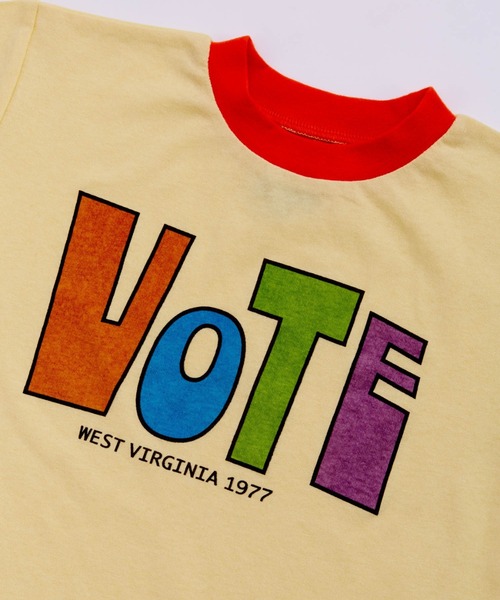 Ocean&Ground(オーシャン&グラウンド)の「VOTEリンガーTシャツ(Tシャツ/カットソー・キッズ・ピンク/ホワイト/イエロー・80/90/100/110/120/130/140)」の8枚目の写真