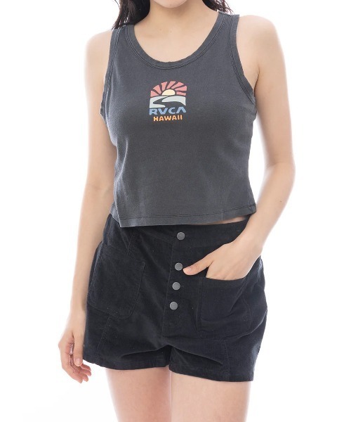 RVCA（ルーカ）の「【RVCA/ルーカ】25SS HAWAII FLOW TANK/ショート丈タンクトップ（タンクトップ・レディース・ブラック/ホワイト・LARGE/MEDIUM/SMALL）」の2枚目の写真