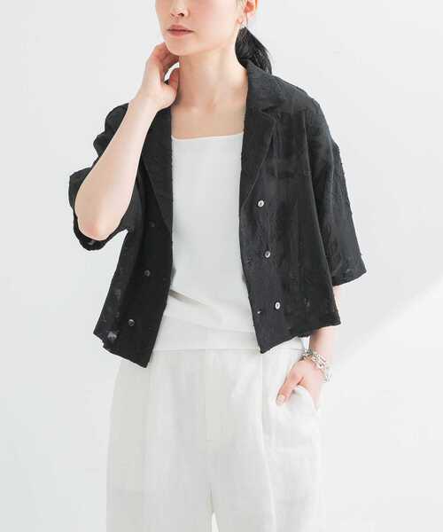 URBAN RESEARCH（アーバンリサーチ）の「カラミジャガードショートシャツ（シャツ/ブラウス・レディース・ブラック/オフホワイト・FREE）」の5枚目の写真