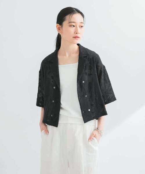 URBAN RESEARCH（アーバンリサーチ）の「カラミジャガードショートシャツ（シャツ/ブラウス・レディース・ブラック/オフホワイト・FREE）」の7枚目の写真