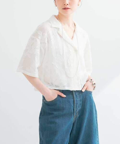 【アーバンリサーチ】カラミジャガードショートシャツ URBAN RESEARCH ブラウス シャツ カラミジャガードショート