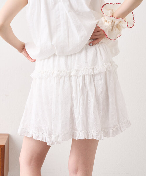 w closet(ダブルクローゼット)の「シフリーレーススカパン(スカート・レディース・オフホワイト/ブラック・FREE)」の8枚目の写真