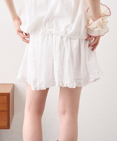 w closet(ダブルクローゼット)の「シフリーレーススカパン(スカート・レディース・オフホワイト/ブラック・FREE)」の13枚目の写真