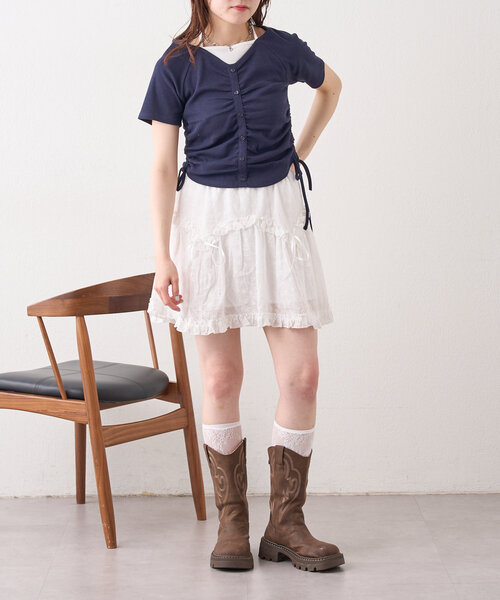 w closet(ダブルクローゼット)の「シフリーレーススカパン(スカート・レディース・オフホワイト/ブラック・FREE)」の16枚目の写真