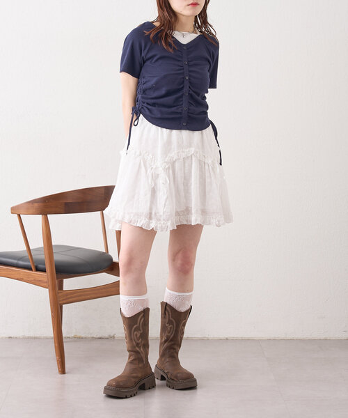 w closet(ダブルクローゼット)の「シフリーレーススカパン(スカート・レディース・オフホワイト/ブラック・FREE)」の17枚目の写真