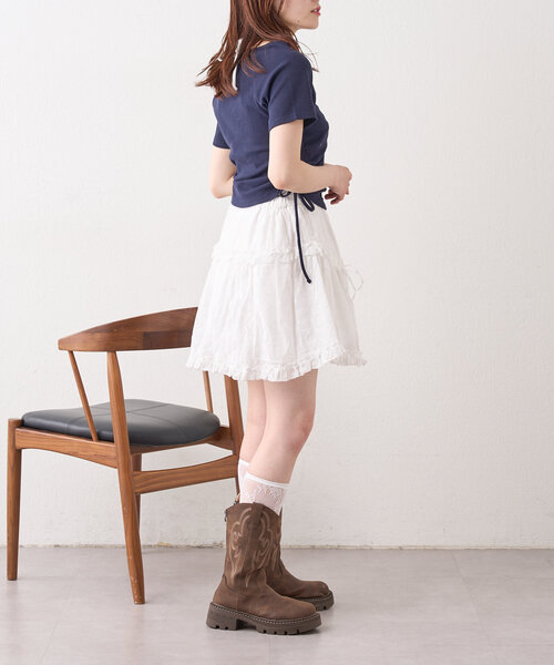 w closet(ダブルクローゼット)の「シフリーレーススカパン(スカート・レディース・オフホワイト/ブラック・FREE)」の18枚目の写真