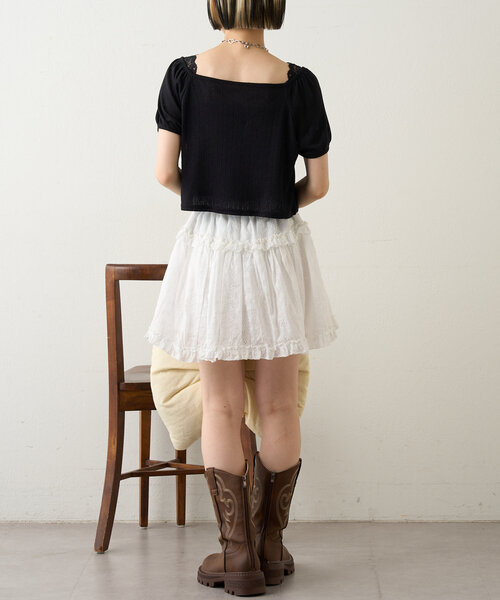 w closet(ダブルクローゼット)の「シフリーレーススカパン(スカート・レディース・オフホワイト/ブラック・FREE)」の22枚目の写真
