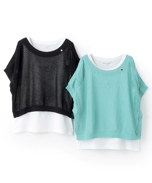 （WEB限定）メッシュニット＆タンクトップセット 柄PUR5 セール】ガールズ メッシュニット&タンクトップセット（ニット