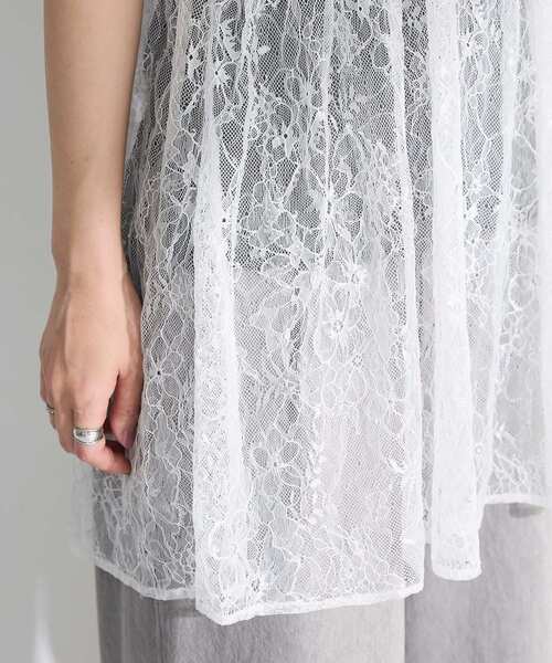 Green　Parks（グリーンパークス）の「前後2WAYレーススパンコールビスチェ（ベスト・レディース・オフホワイト/ブラック・FREE）」の12枚目の写真